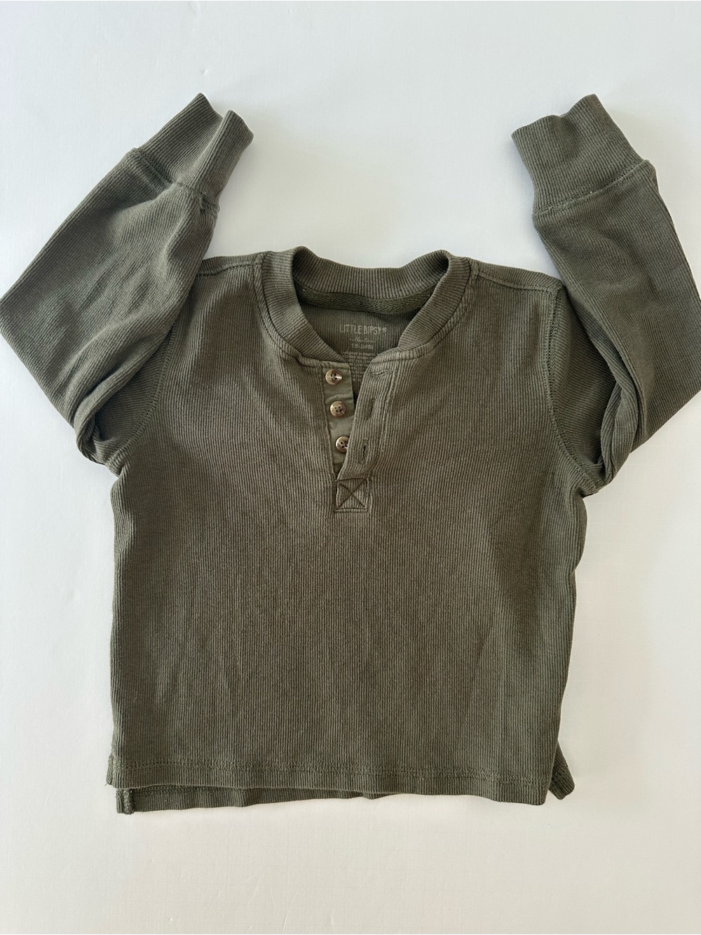 Little Bipsy Olive Green Waffle Henley Long Sleeve Top 18-24 Months
